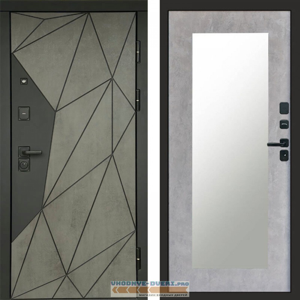 Входная дверь Геометрия Бетон Зеркало триумф бетон светлый