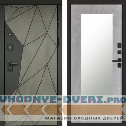Входная дверь Геометрия Бетон Зеркало триумф бетон светлый