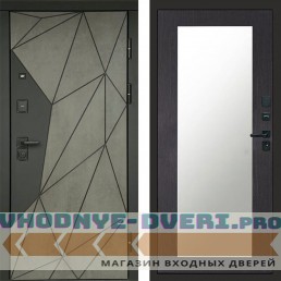 Входная дверь Геометрия Бетон Зеркало триумф венге