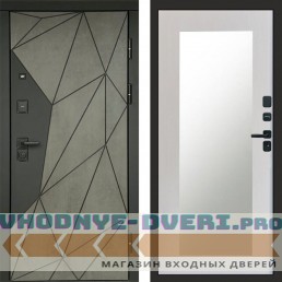 Входная дверь Геометрия Бетон Зеркало триумф лиственница