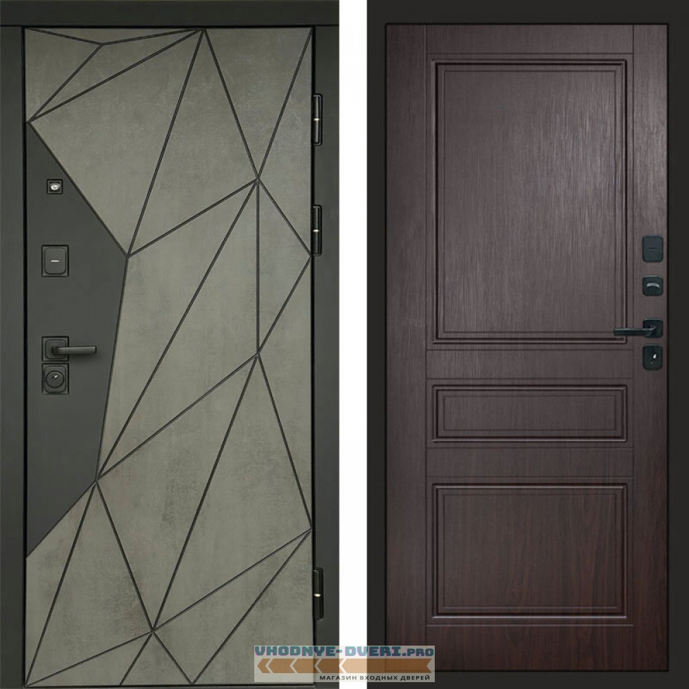 Входная дверь Геометрия Бетон Классика венге
