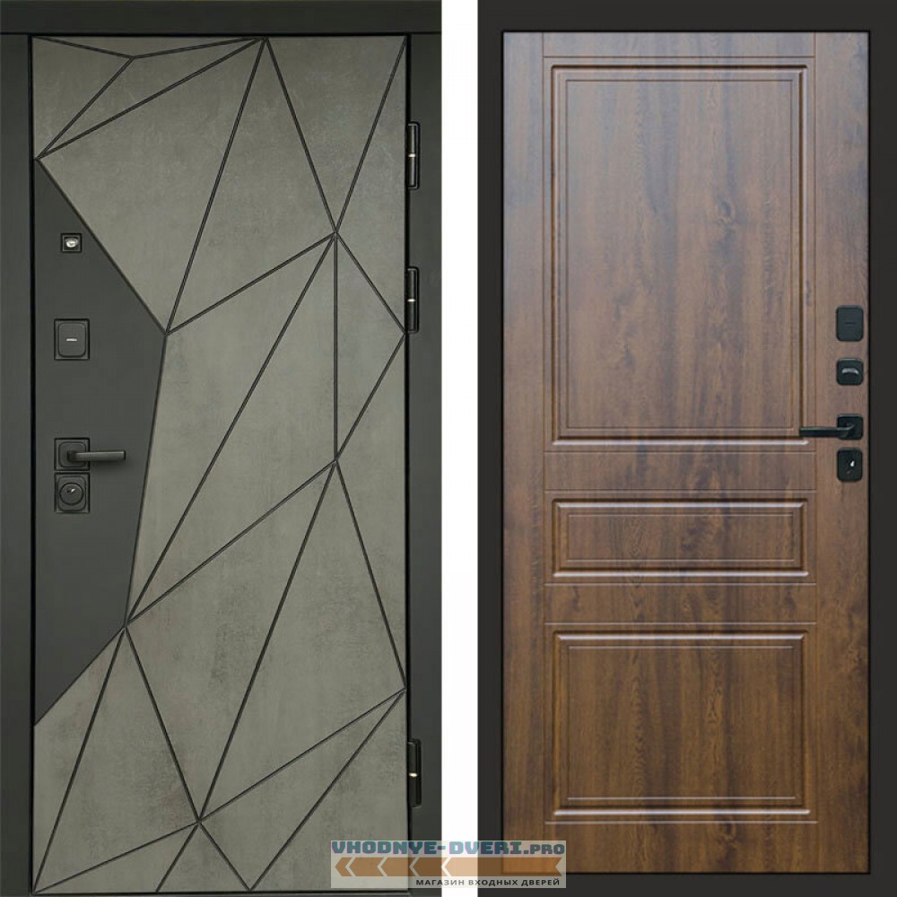 Входная дверь Геометрия Бетон Классика дуб