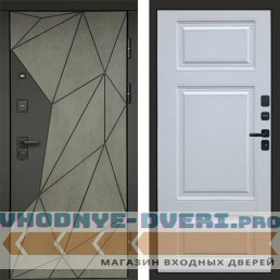 Входная дверь Геометрия Бетон Лион белый софт