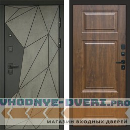Входная дверь Геометрия Бетон Лион дуб