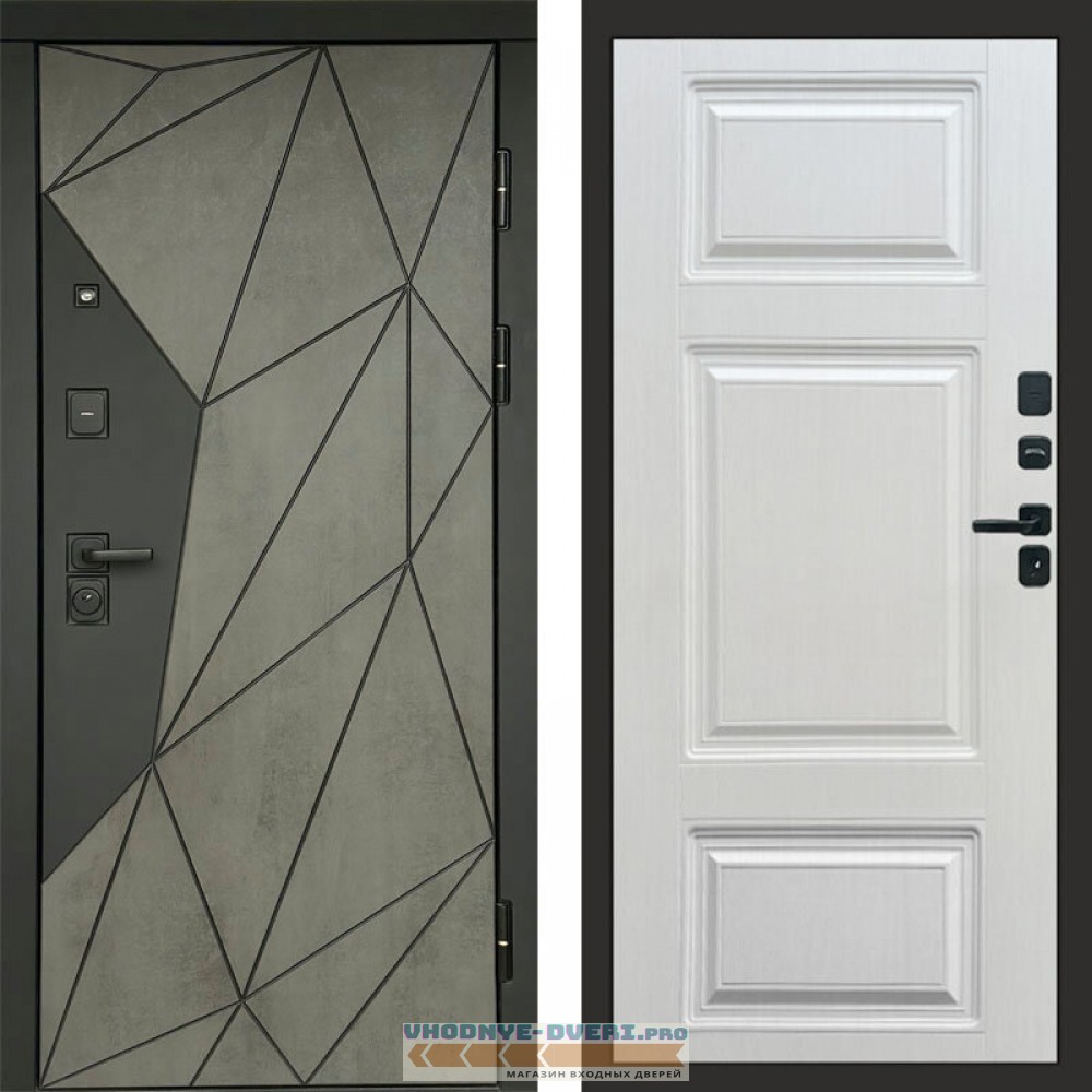 Входная дверь Геометрия Бетон Лион лиственница