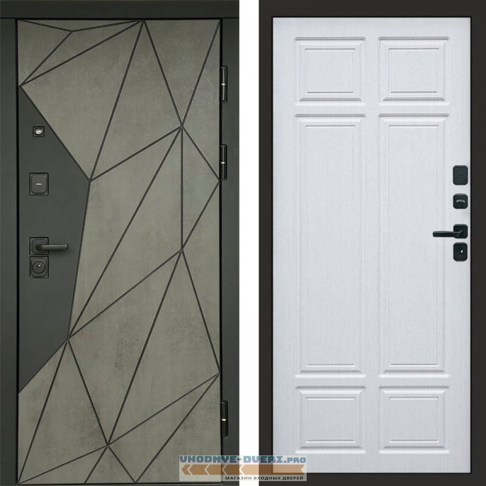 Входная дверь Геометрия Бетон Лиственница премиум