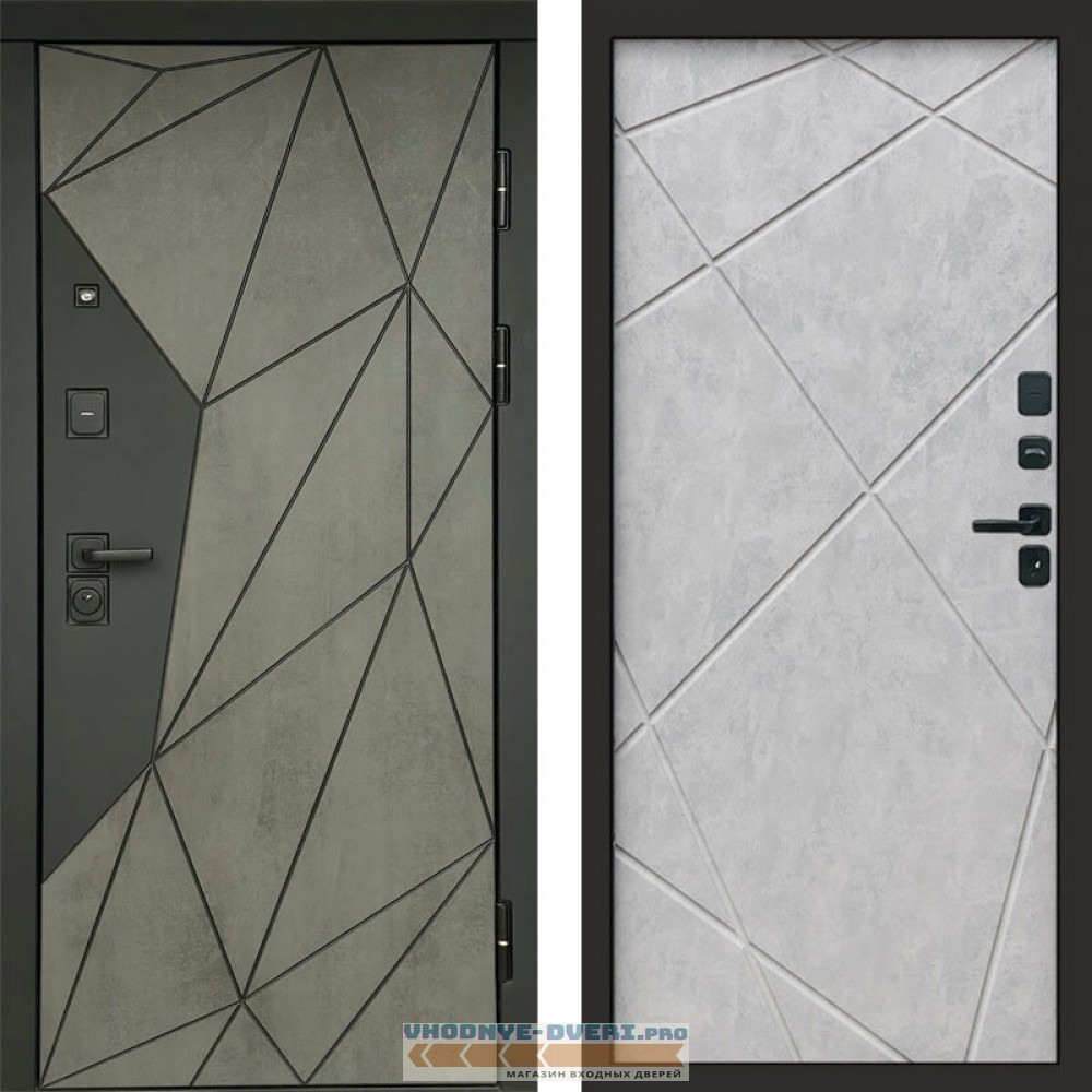Входная дверь Геометрия Бетон Лучи бетон светлый