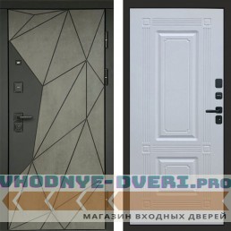 Входная дверь Геометрия Бетон Мадрид белый софт