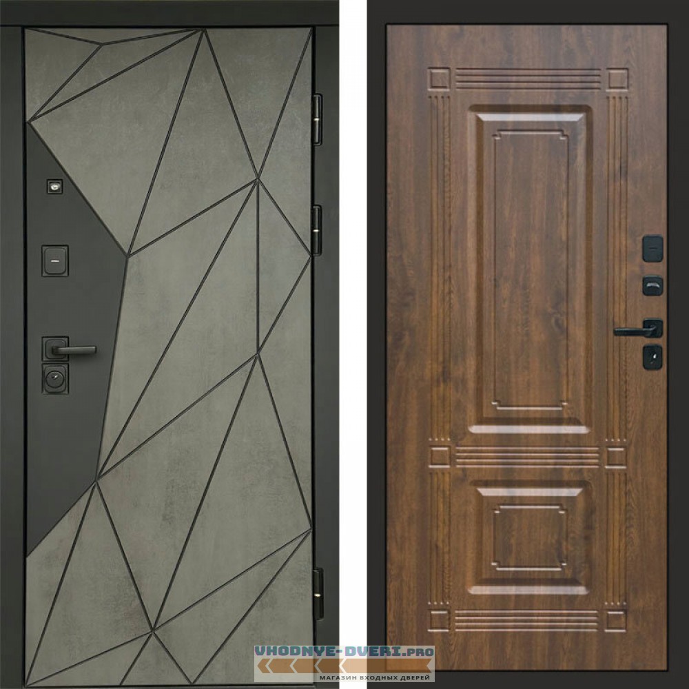 Входная дверь Геометрия Бетон Мадрид дуб