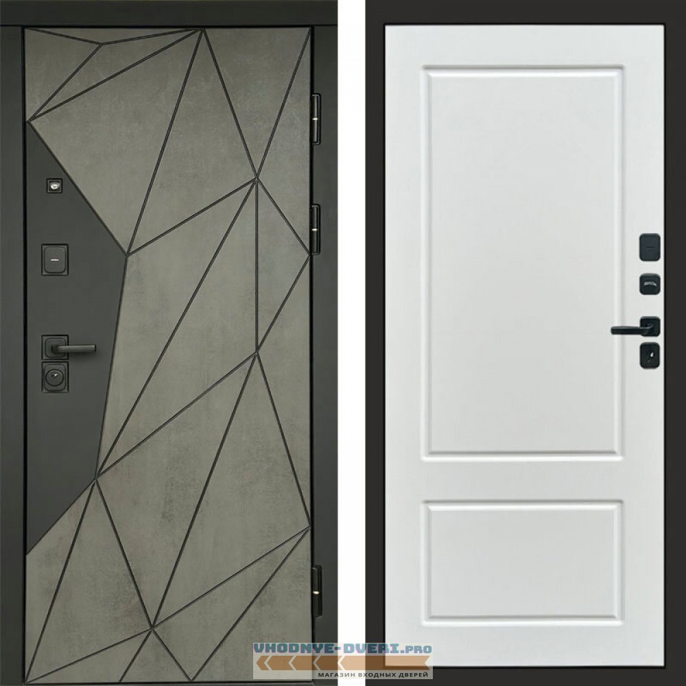 Входная дверь Геометрия Бетон Марсель белый софт