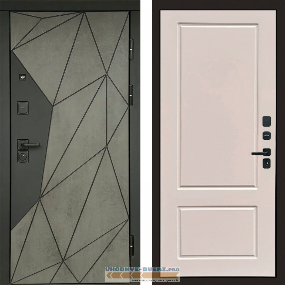 Входная дверь Геометрия Бетон Марсель слоновая кость