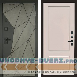 Входная дверь Геометрия Бетон Марсель слоновая кость