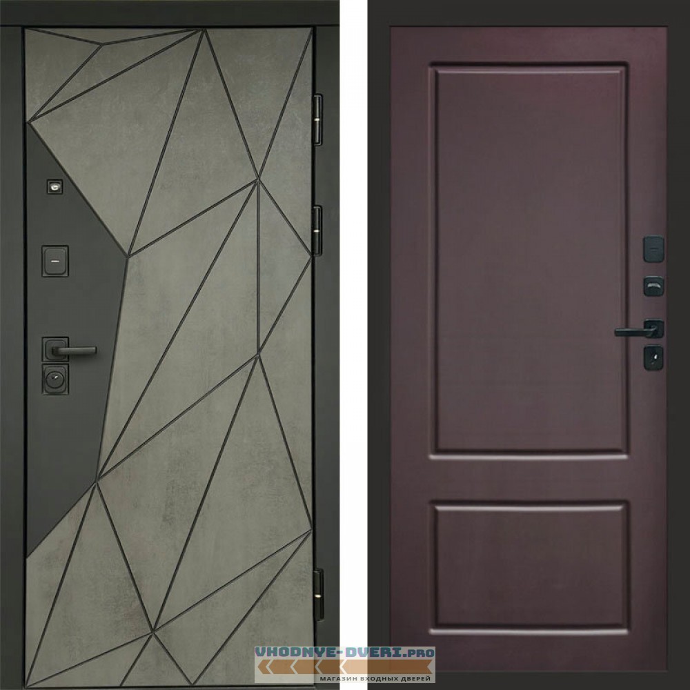 Входная дверь Геометрия Бетон Марсель шоколад