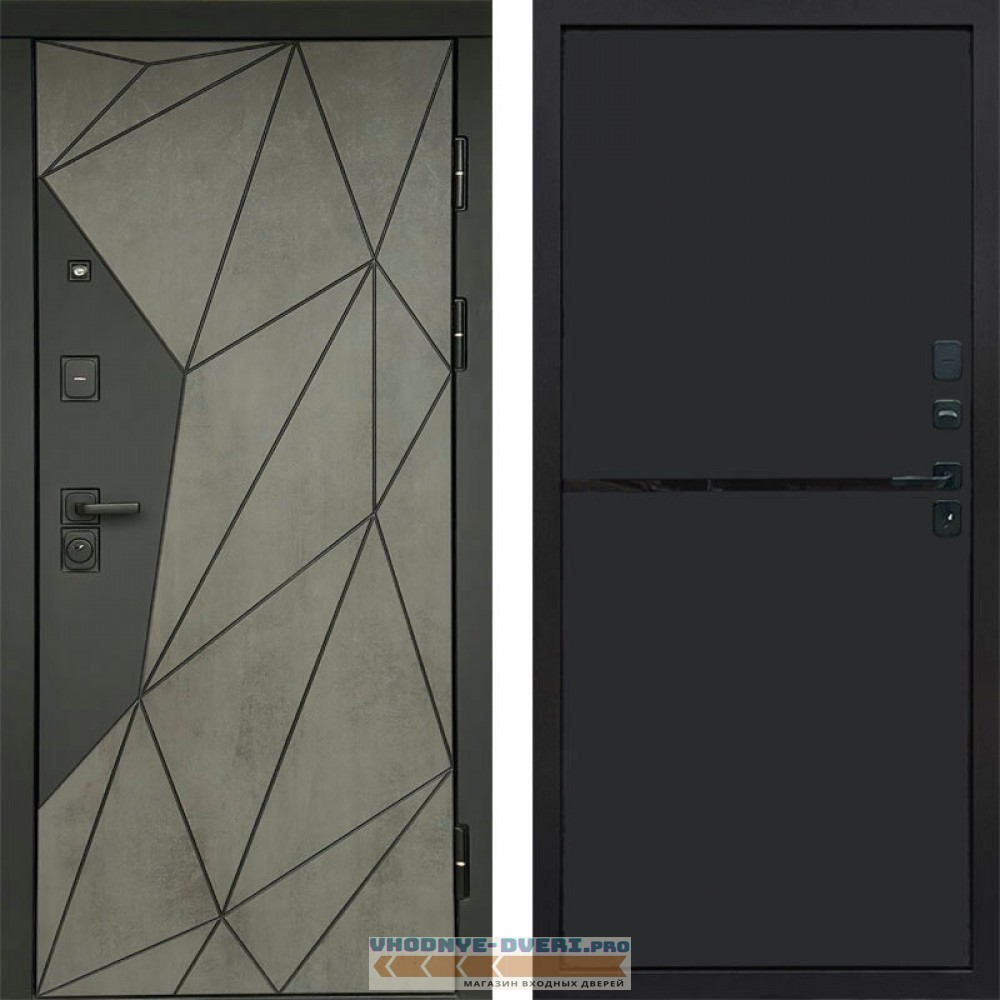Входная дверь Геометрия Бетон Нео black