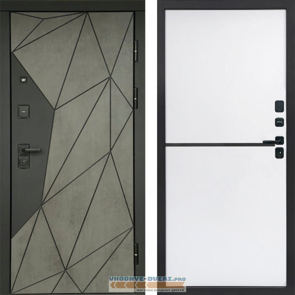 Входная дверь Геометрия Бетон Нео white