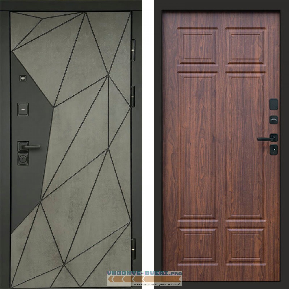 Входная дверь Геометрия Бетон Орех премиум