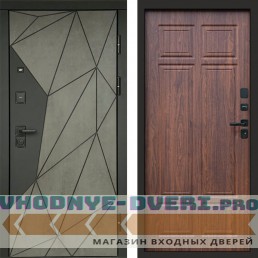Входная дверь Геометрия Бетон Орех премиум