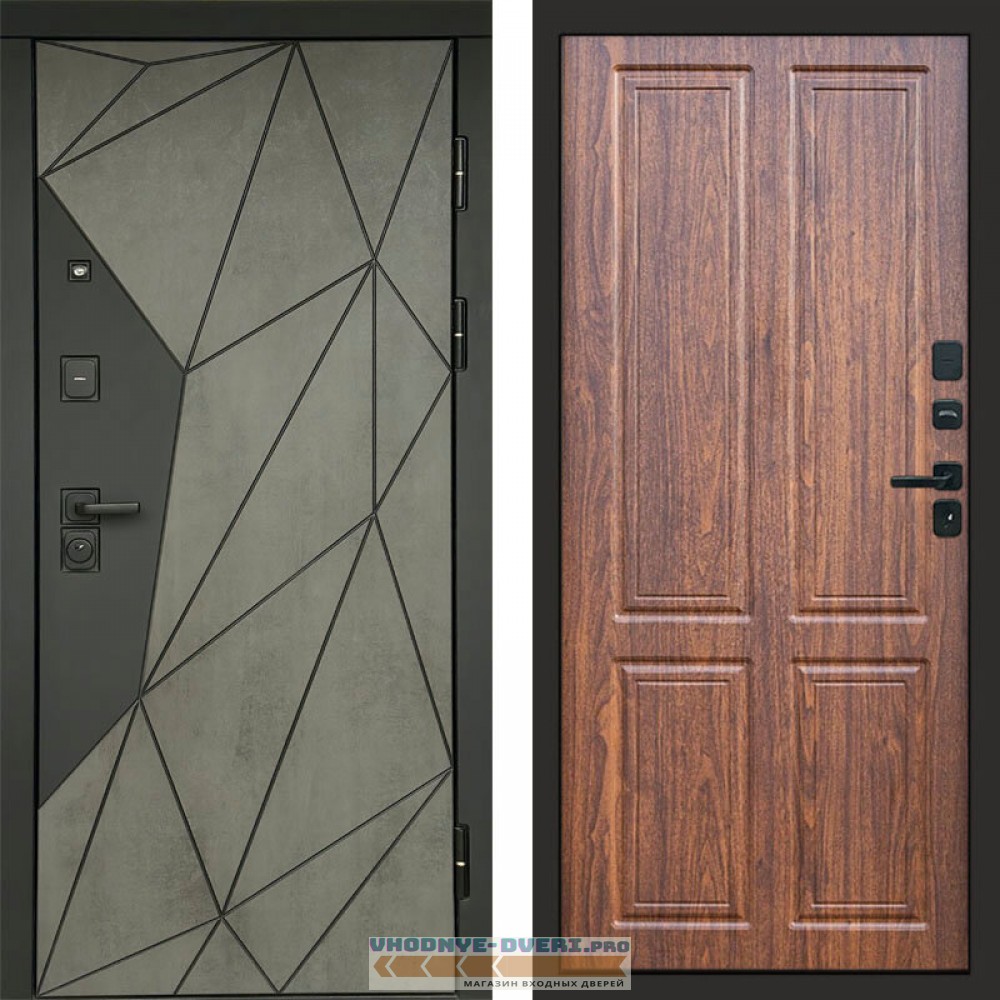 Входная дверь Геометрия Бетон Орех стандарт