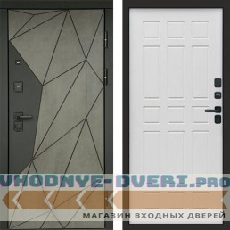 Входная дверь Геометрия Бетон Спарта белое дерево
