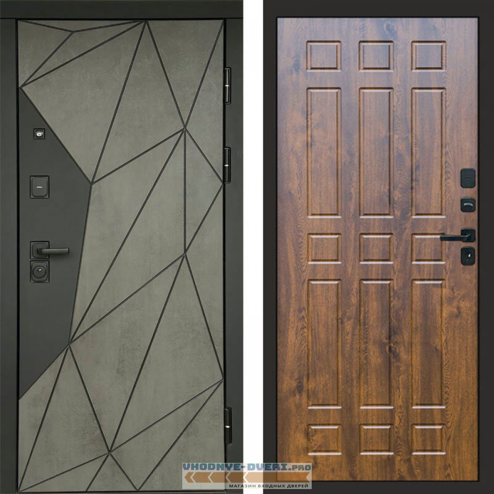 Входная дверь Геометрия Бетон Спарта дуб