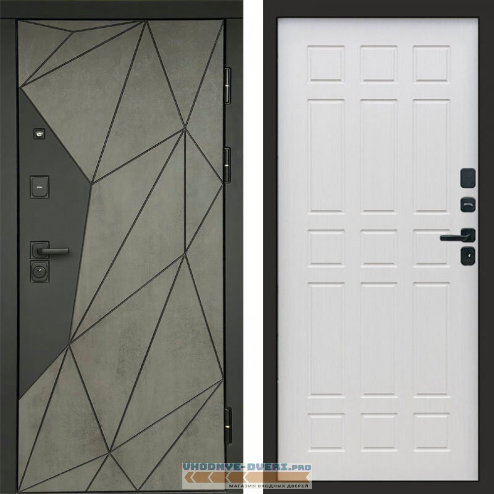 Входная дверь Геометрия Бетон Спарта лиственница
