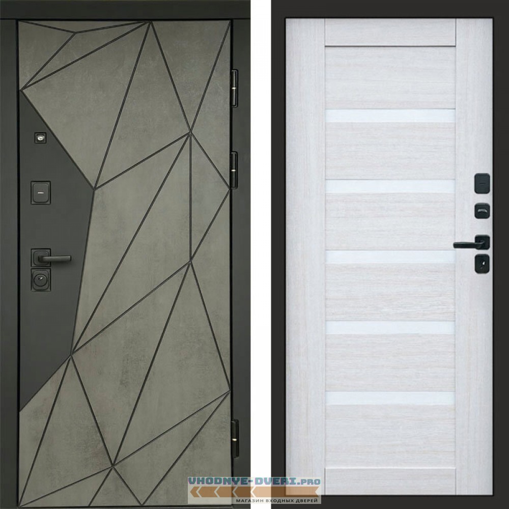 Входная дверь Геометрия Бетон Царга лиственница