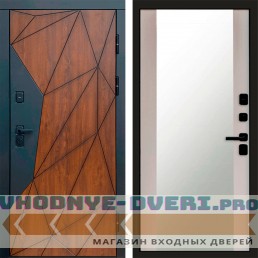 Входная дверь Геометрия Зеркало Лиственница белая