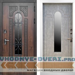 Дверь Termo Door Лацио Дуб темный с белой коробкой - Бетон Дверь Termo Door Лацио Дуб темный с белой коробкой - Бетон