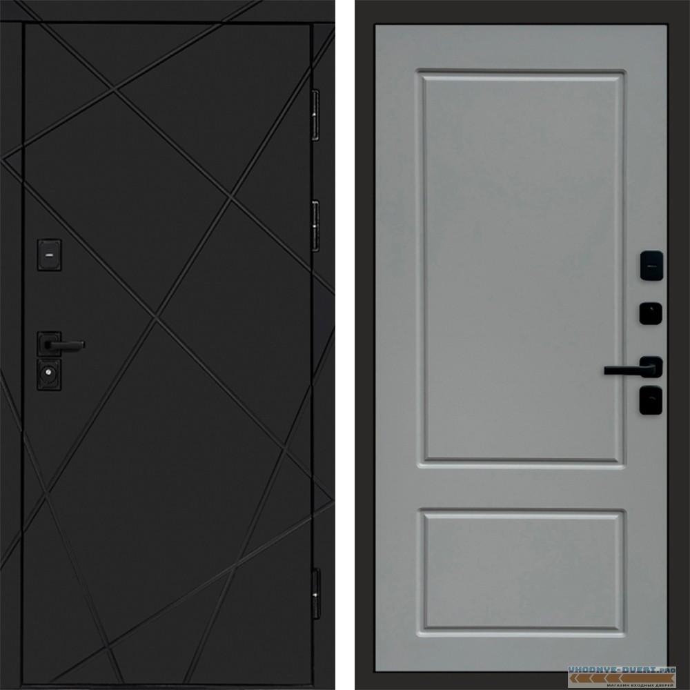 Дверь входная Termo Door Лучи Black Марсель Grey софт