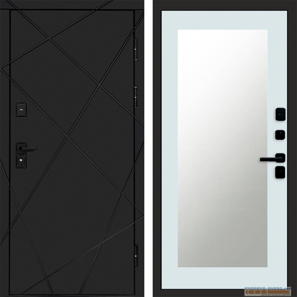 Дверь Termo Door Лучи Black Зеркало Триумф Белый софт