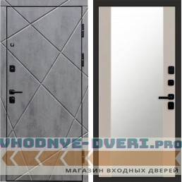 Дверь Termo Door Лучи бетон Зеркало 27 Слоновая кость