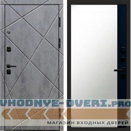 Дверь Termo Door Лучи бетон Зеркало фацет Черный кварц