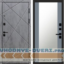 Входная дверь Лучи бетон Зеркало 27 Grey Софт