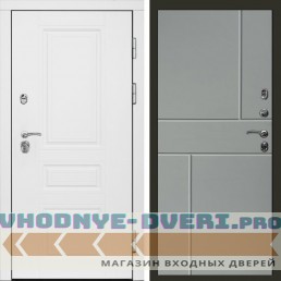 Входная дверь Орегон White Горизонт Grey софт