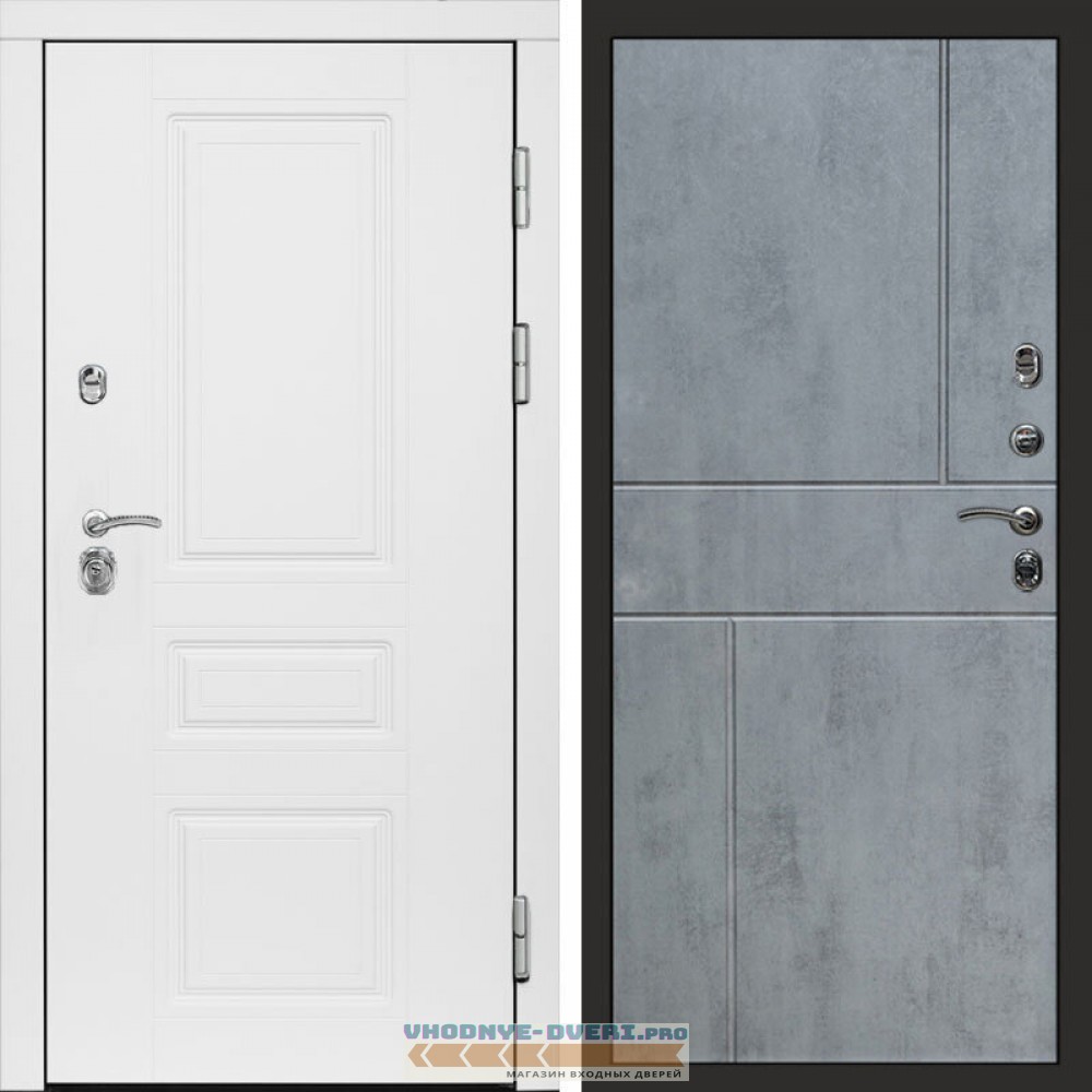 Входная дверь Орегон White Горизонт бетон темный