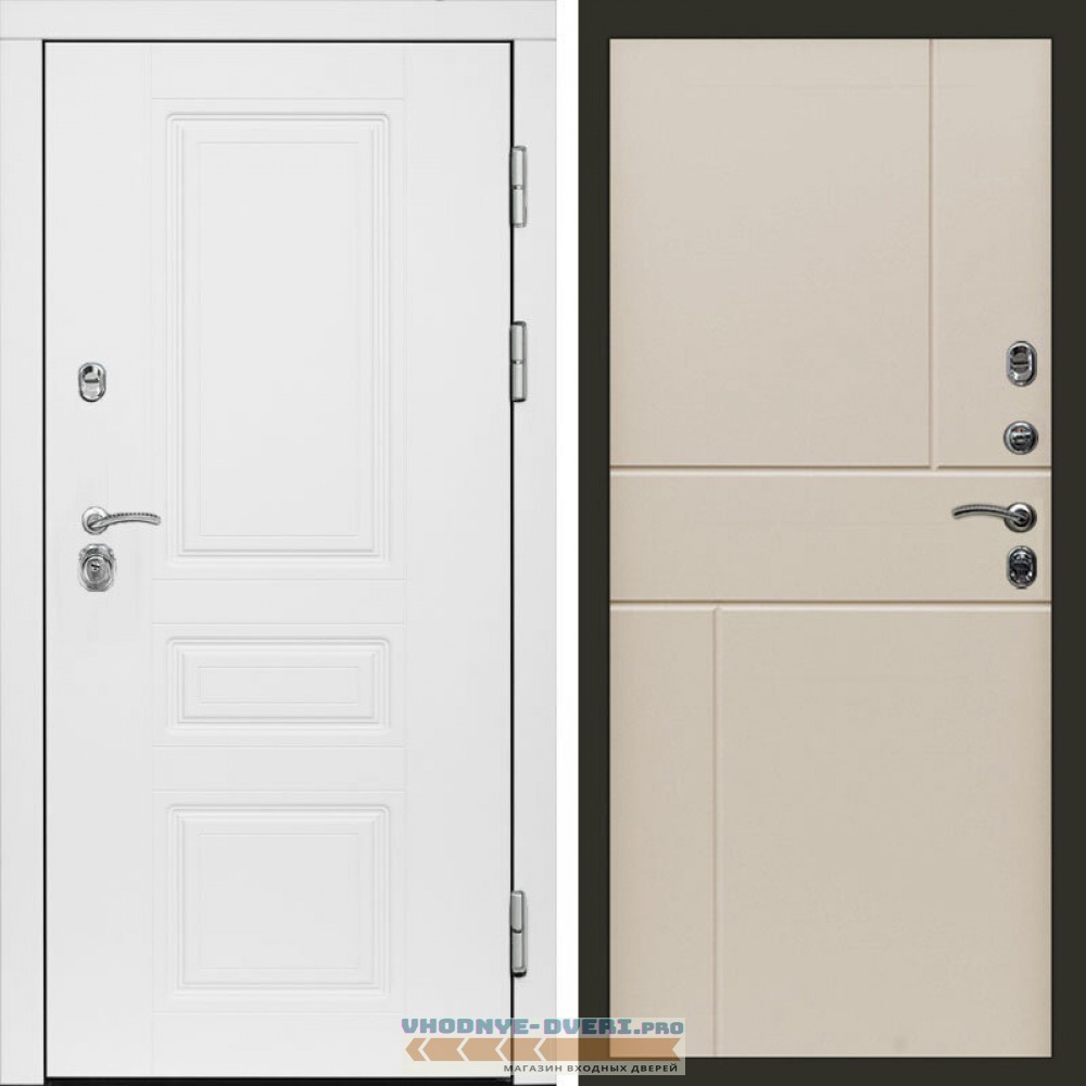 Входная дверь Орегон White Горизонт слоновая кость