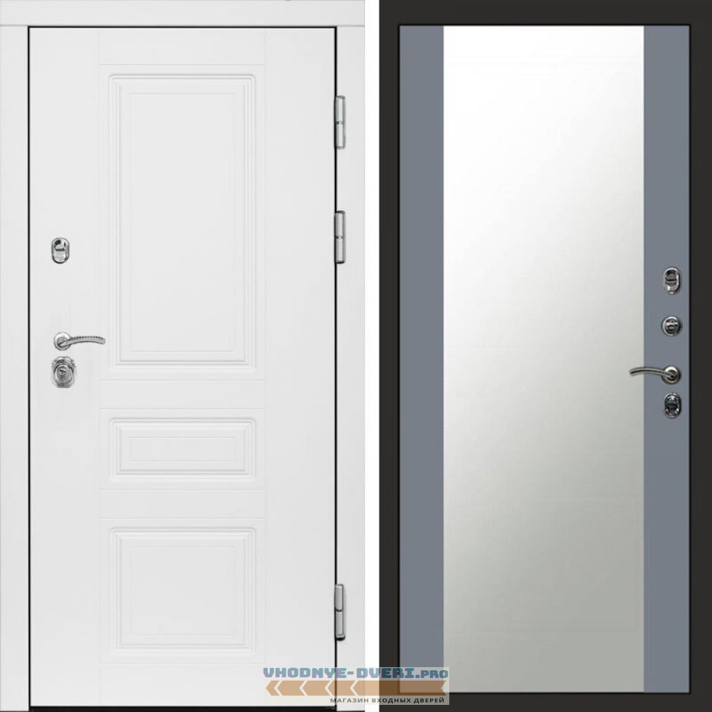 Входная дверь Орегон White Зеркало grey софт