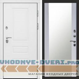 Входная дверь Орегон White Зеркало белый софт
