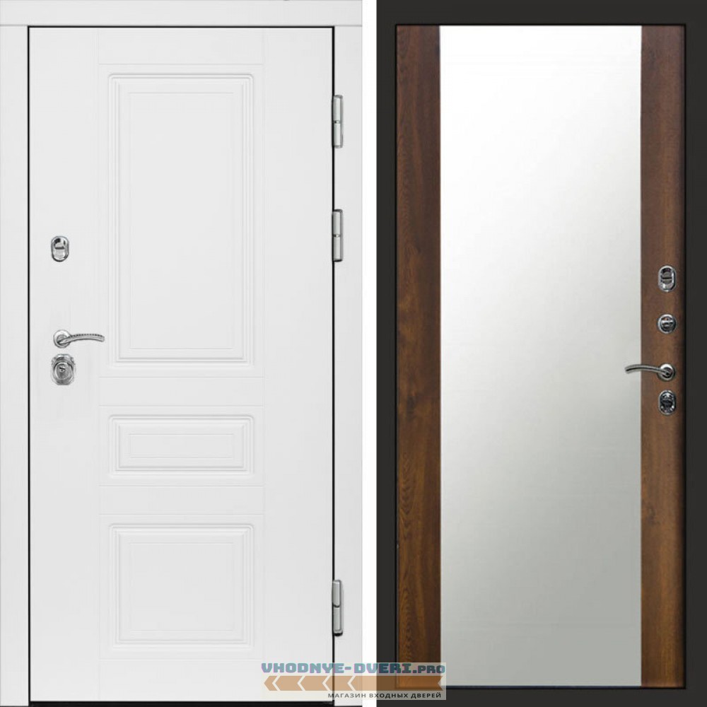 Входная дверь Орегон White Зеркало дуб