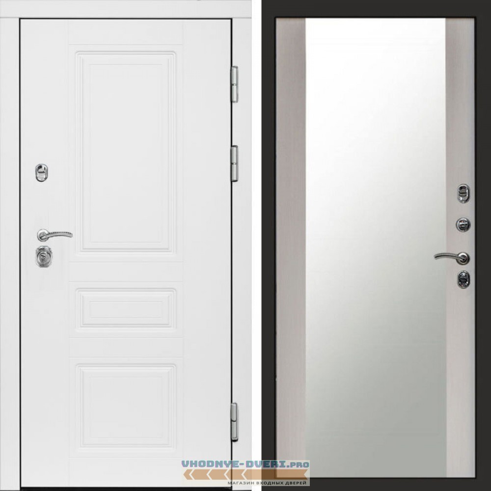 Входная дверь Орегон White Зеркало лиственница