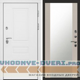 Входная дверь Орегон White Зеркало слоновая кость