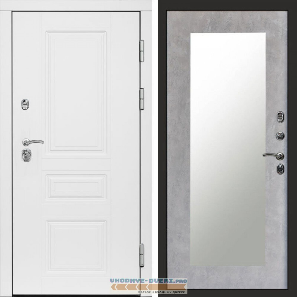 Входная дверь Орегон White Зеркало триумф бетон светлый