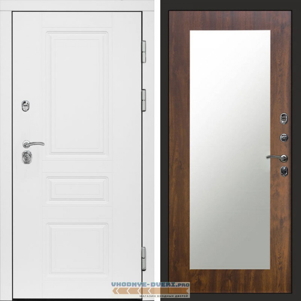 Входная дверь Орегон White Зеркало триумф дуб