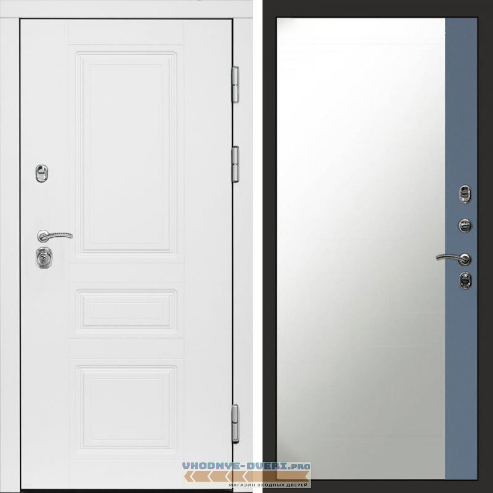 Входная дверь Орегон White Зеркало фацет grey софт