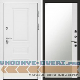 Входная дверь Орегон White Зеркало фацет белый софт