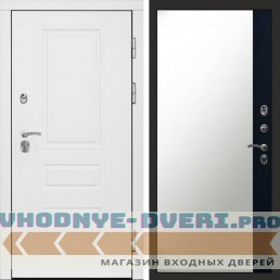 Входная дверь Орегон White Зеркало фацет черный кварц