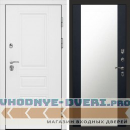 Входная дверь Орегон White Зеркало черный кварц+тонировка