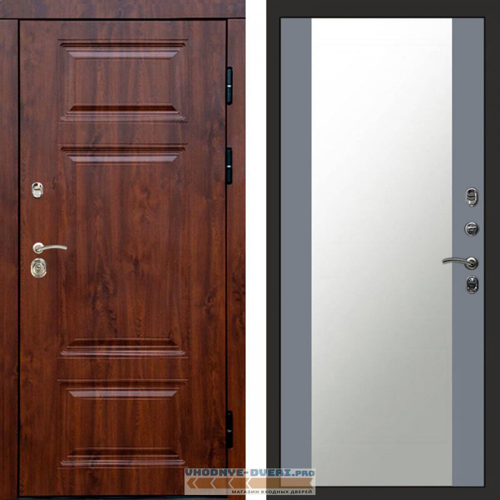 Входная дверь Премиум дуб Зеркало grey софт