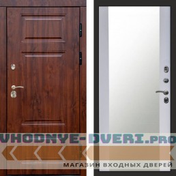 Входная дверь Премиум дуб Зеркало белый софт