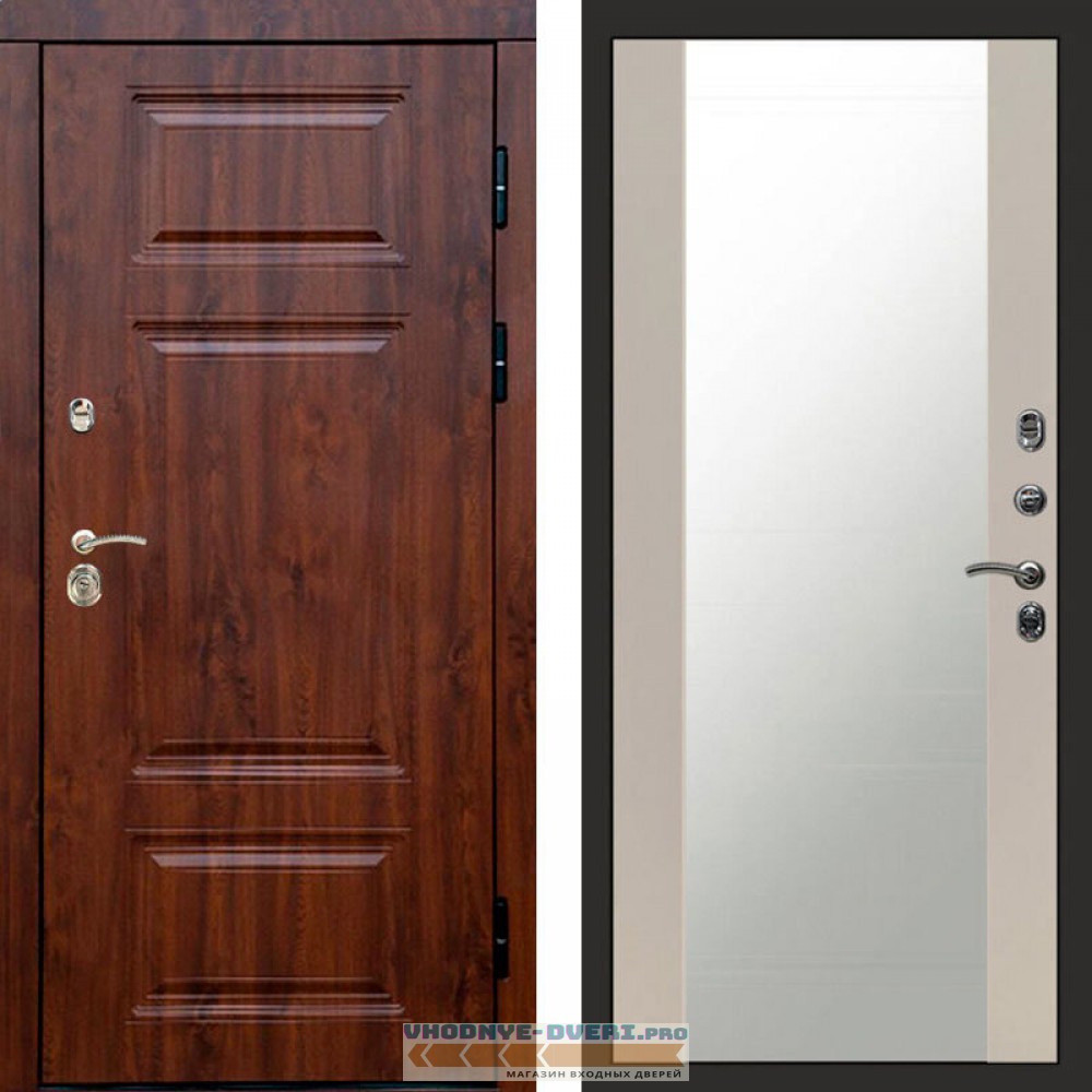 Входная дверь Премиум дуб Зеркало слоновая кость